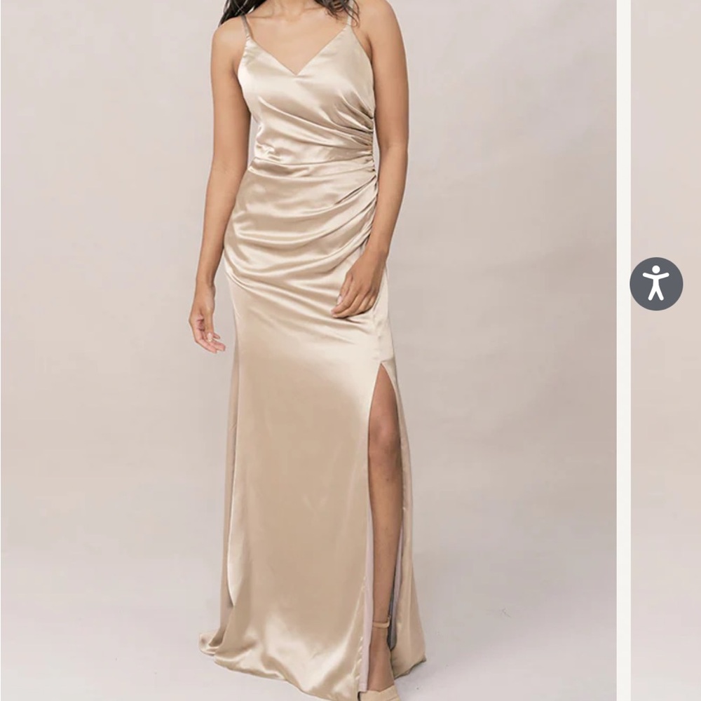 Revelry Bridesmaid dress Elegant Champagne Satin Evening Gown